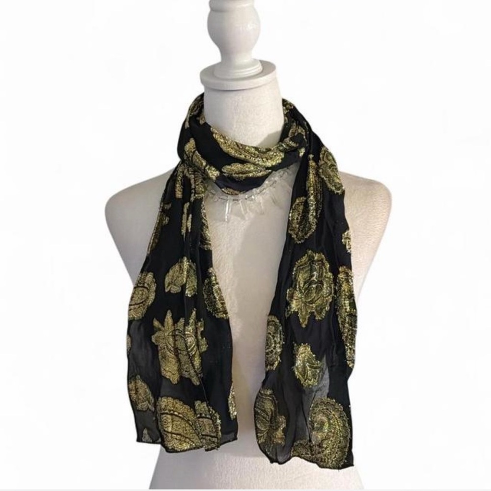 Elegant Black and Gold Women's Scarf